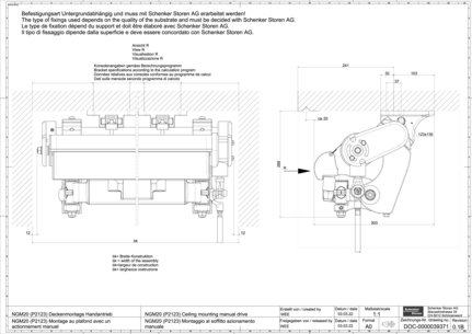 NGM20 (P2123) Montage au plafond avec un actionnement manuel