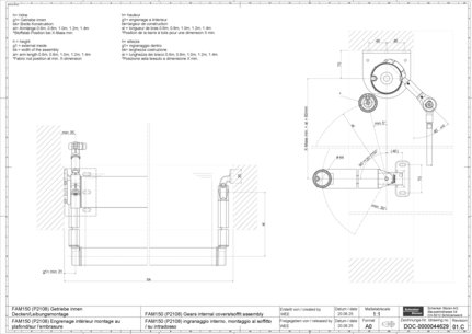 04_FAM150 (P2108) Engrenage intérieur montage au plafond sur l’embrasure