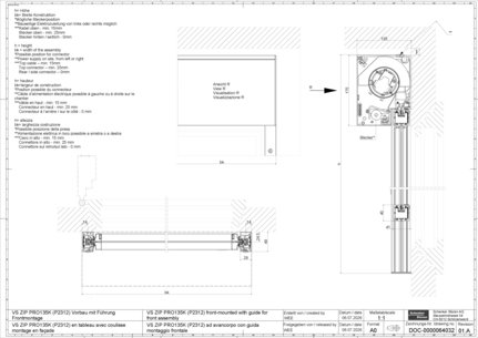 VS ZIP PRO135K (P2312) en tableau avec coulisse montage en façade
