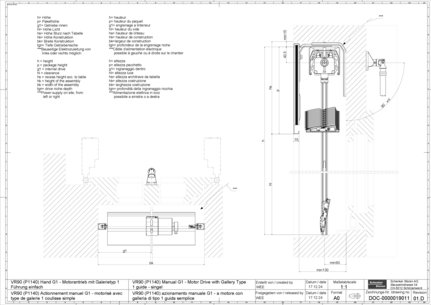 VR90 (P1140) Actionnement manuel G1 - motorisé avec type de galerie 1 coulisse simple