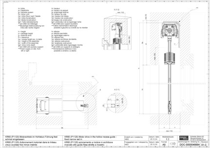 KR60 (P1120) Actionnement motorisé dans le linteau creux coulisse fixe mince insérée