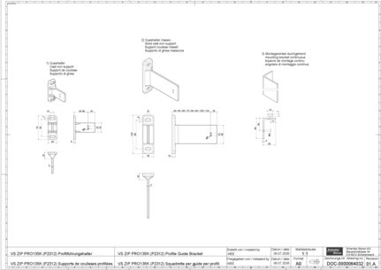 VS ZIP PRO135K (P2312) Supports de coulisses profilées
