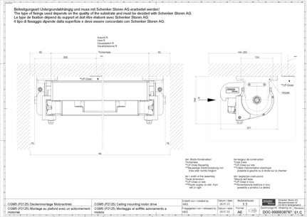 CGM5 (P2125) Montage au plafond avec un actionnement motorisé