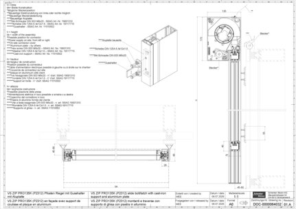 VS ZIP PRO135K (P2312) en façade avec support de coulisse et plaque en aluminium