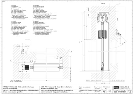 VR70 (P1144) Actionnement manuel G - motorisé dans le linteau creux coulisse garni fixe