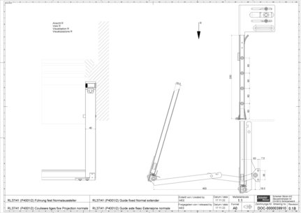 RL37_41 (P4001_2) Coulisses tiges fixe Projection normale