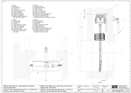 VR90 (P1140) Actionnement manuel G1 - motorisé dans le linteau creux coulisse fixe mince