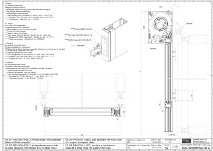 VS ZIP PRO135K (P2312) en façade avec support de coulisse et plaque intermédiaire pour montage Raico