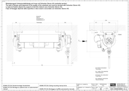 BGM6 (P2124) Montage au plafond avec un actionnement manuel