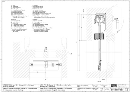 VR90 (P1140) Actionnement manuel G1 - motorisé dans le linteau creux coulisse fixe large