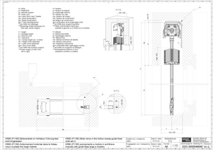 KR80 (P1160) Actionnement motorisé dans le linteau creux coulisse fixe large insérée