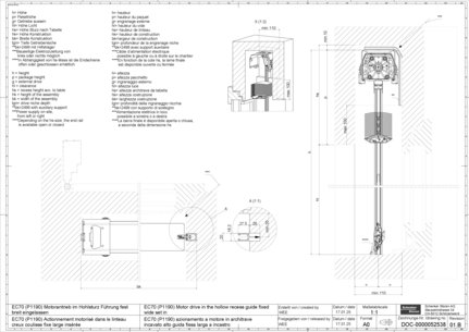 EC70 (P1190) Actionnement motorisé dans le linteau creux coulisse fixe large insérée