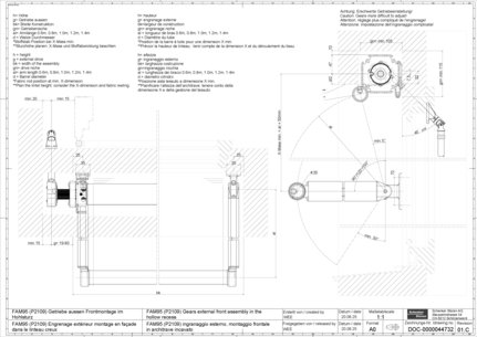 02_FAM95 (P2109) Engrenage extérieur montage en façade dans le linteau creux