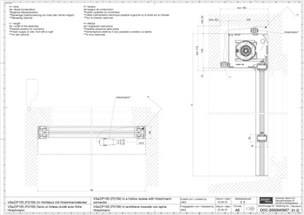 VSeZIP155 (P2159) dans un linteau évidé avec fiche Hirschmann