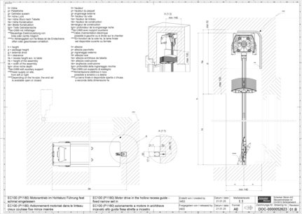 EC100 (P1180) Actionnement motorisé dans le linteau creux coulisse fixe mince insérée