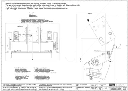 NGM20 (P2123) Montage sur chevrons avec support de chevrons de toiture avec rallonge actionnement motorisé