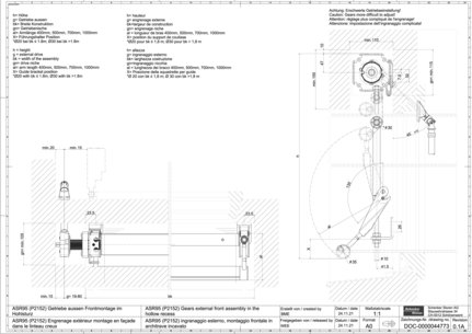 ASR95 (P2152) Engrenage extérieur montage en façade dans le linteau creux