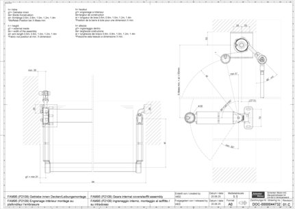04_FAM95 (P2109) Engrenage intérieur montage au plafond sur l’embrasure