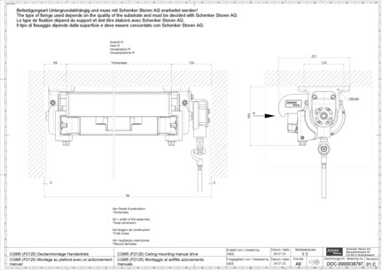 CGM5 (P2125) Montage au plafond avec un actionnement manuel