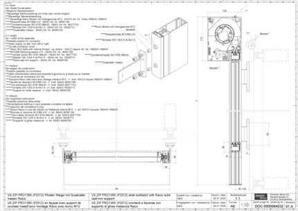 VS ZIP PRO135K (P2312) en façade avec support de coulisse massif pour montage Raico avec écrou M12