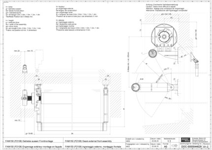 01_FAM150 (P2108) Engrenage extérieur montage en façade
