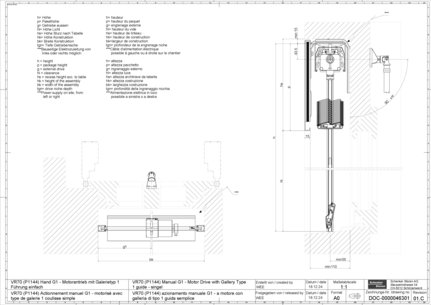 VR70 (P1144) Actionnement manuel G1 - motorisé avec type de galerie 1 coulisse simple