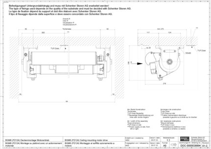 BGM6 (P2124) Montage au plafond avec un actionnement motorisé