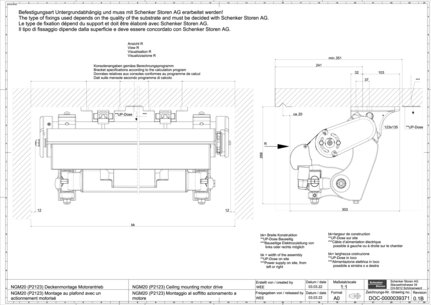 NGM20 (P2123) Montage au plafond avec un actionnement motorisé