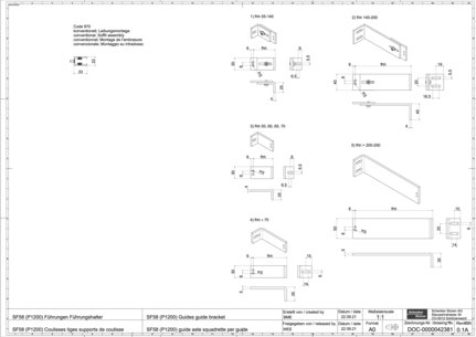 SF58 (P1200) Coulisses tiges supports de coulisse