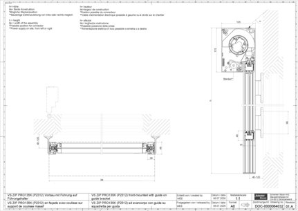 VS ZIP PRO135K (P2312) en façade avec coulisse sur support de coulisse massif